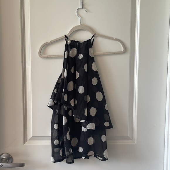 Black and white polkadot top size small - Picture 2 of 4